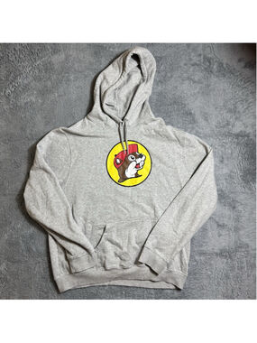 Buc-ees Hoodie Gray Outdoor Gas Station Beaver Pullover Drawstring Men’s Size XL
